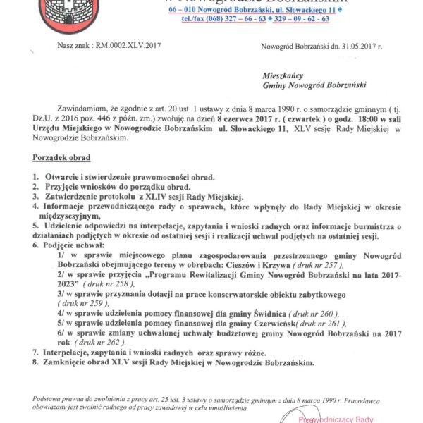 SESJA RADY INFORMACJA